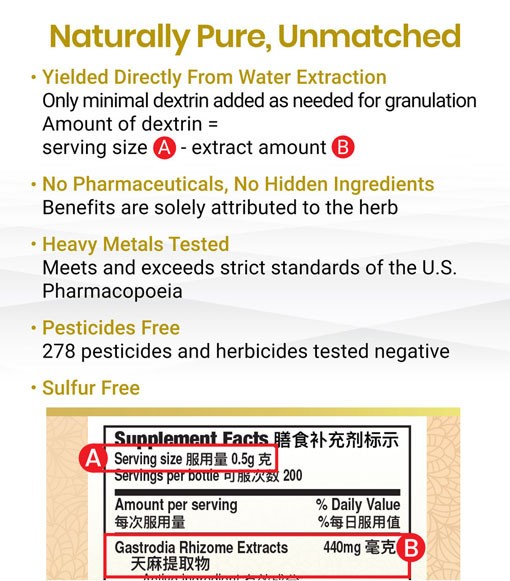 ActiveHerb – Tian Ma Gastrodia Rhizome Extracts – 10 x Concentrated – 100g