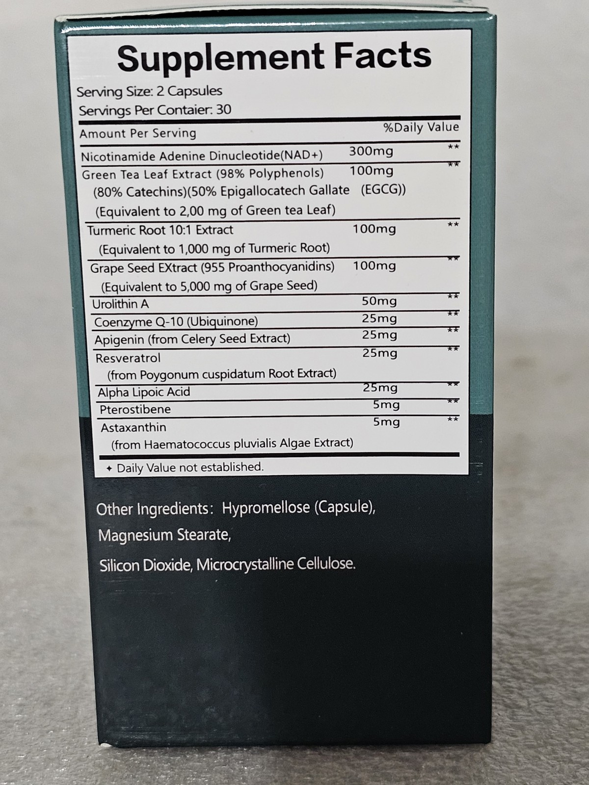 NAD+ MNM Alternative with Resveratrol, Nicotinamide Riboside, Quercetin, 60 Caps