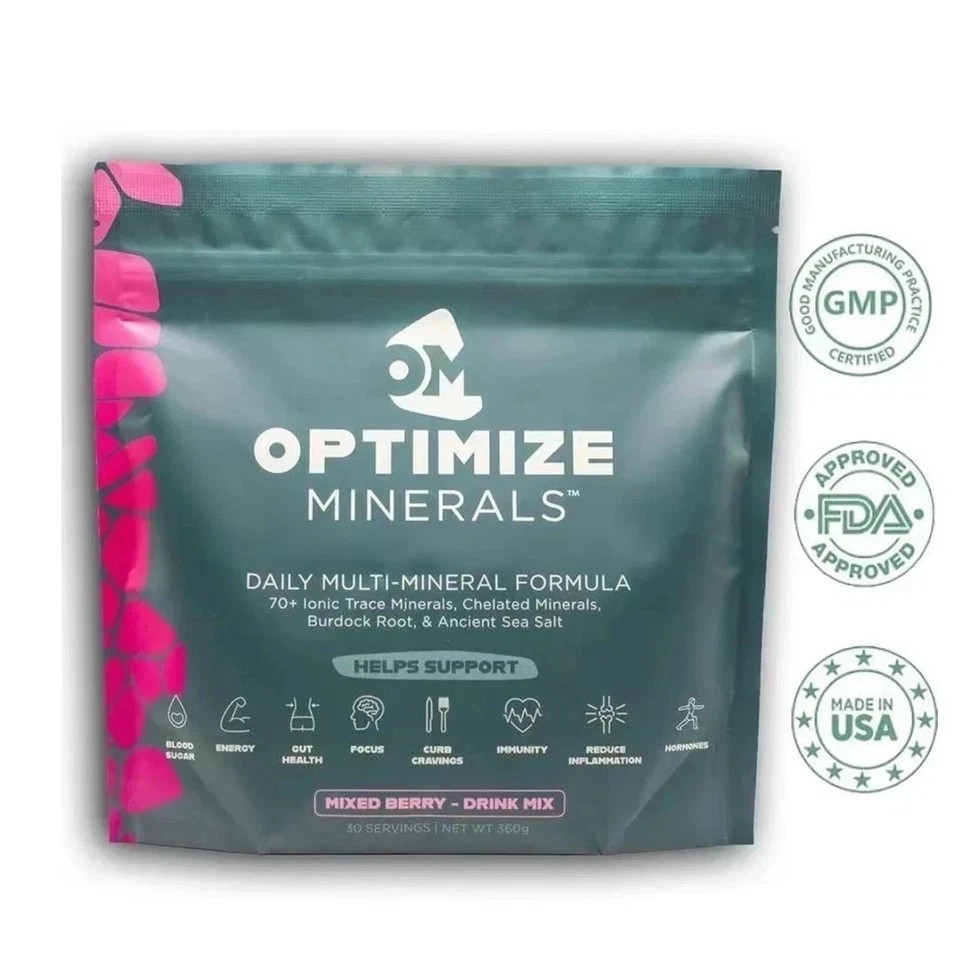 3PCS Optimize Minerals Multi – Mineral Daily Powder – Gluten Free, 30 Servings