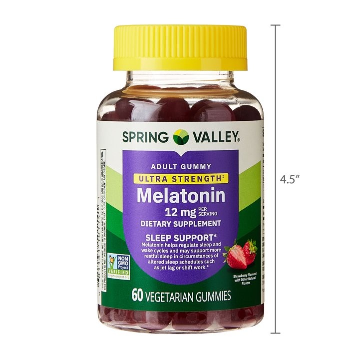 Spring Valley Melatonin Gummies 12 mg Sleep Support Vegetarian 60 Count