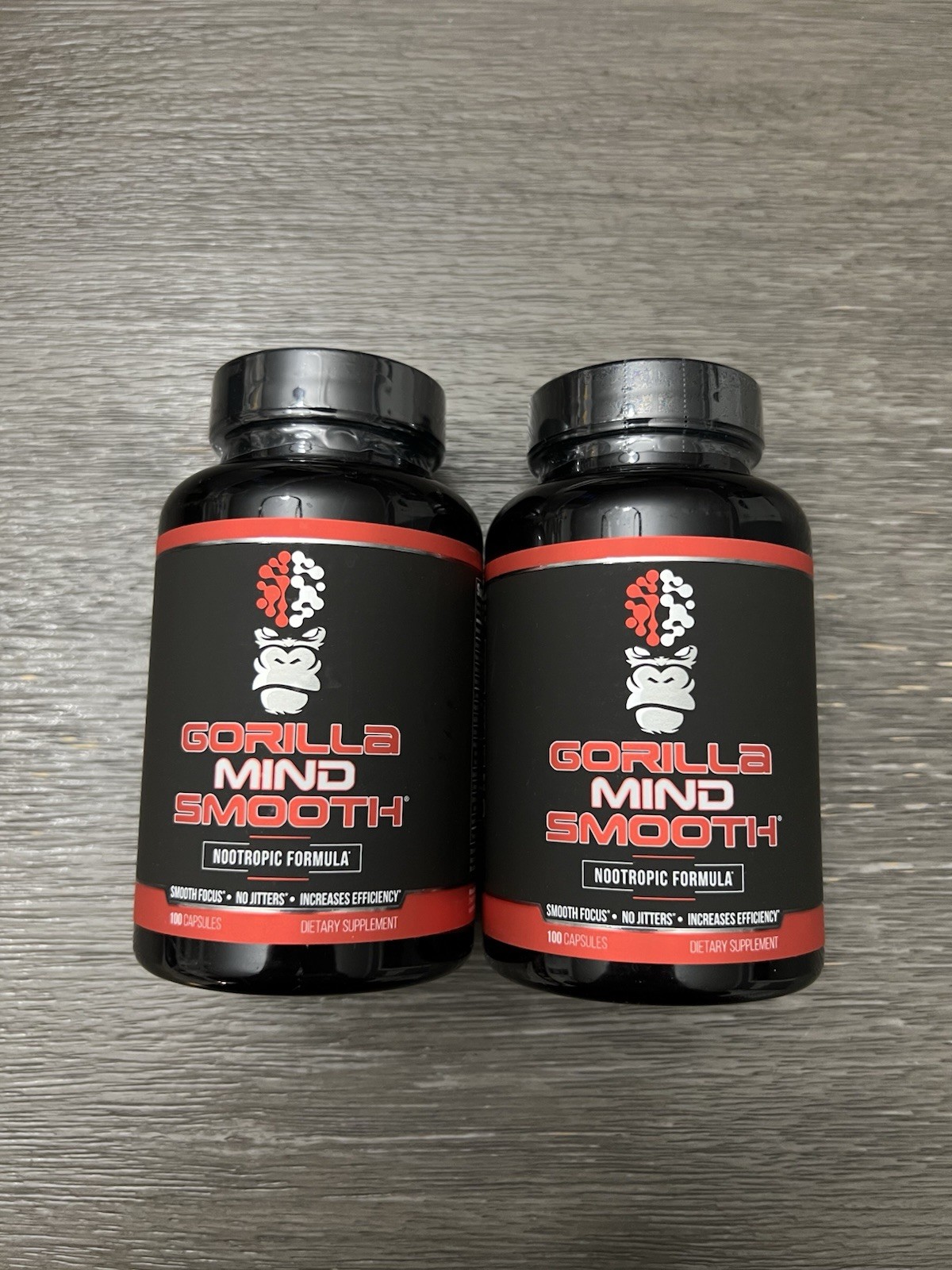 Two Gorilla Mind Smooth 100 Capsules Stimulant-Free Focus Supplement EXP 06/2027
