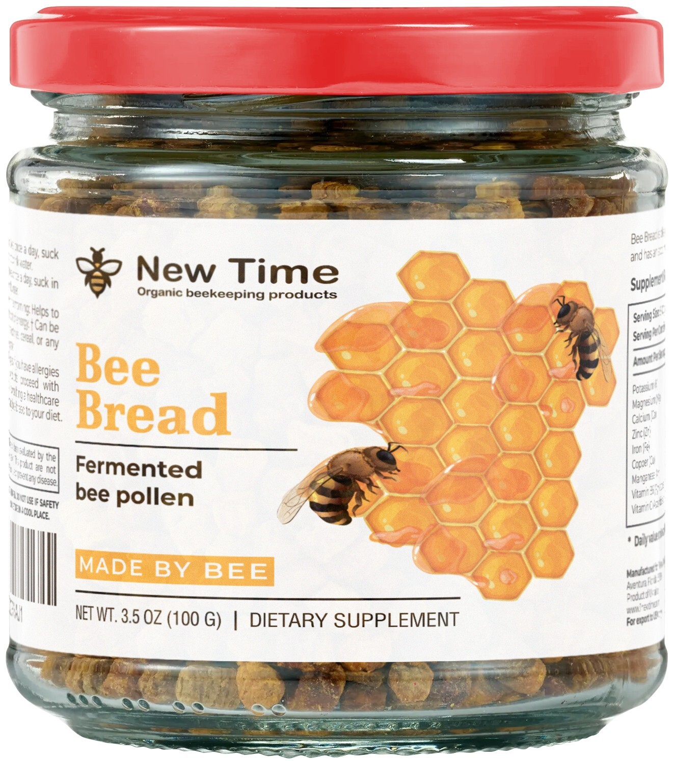 Bee Bread, Pure Fermented Bee Pollen, Organic Supplement 3.5 oz / 100g Raw Perga