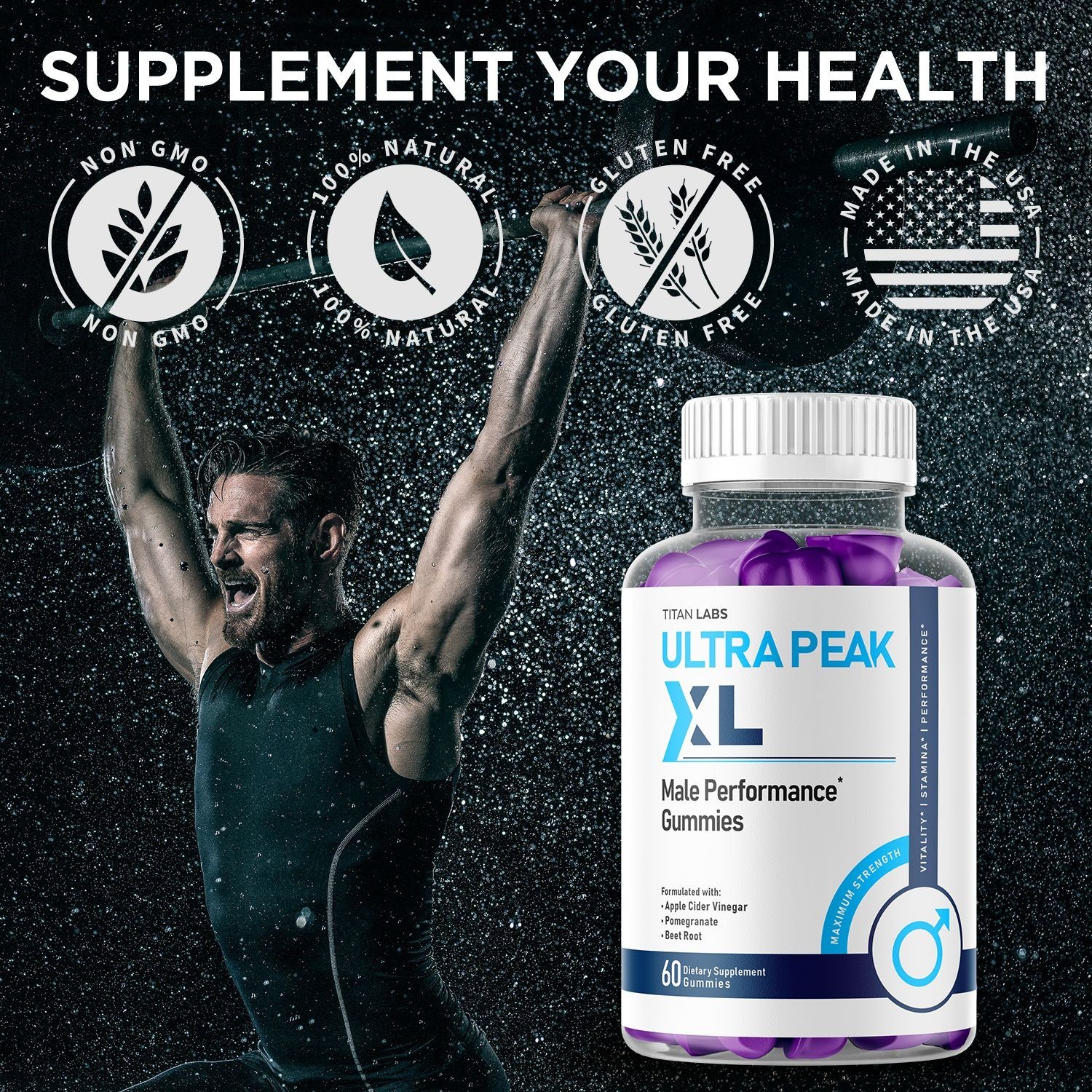 (3 Pack) Ultra Peak XL Gum Advanced Male Support Vitamin UltraPeakXL 180 Gummies