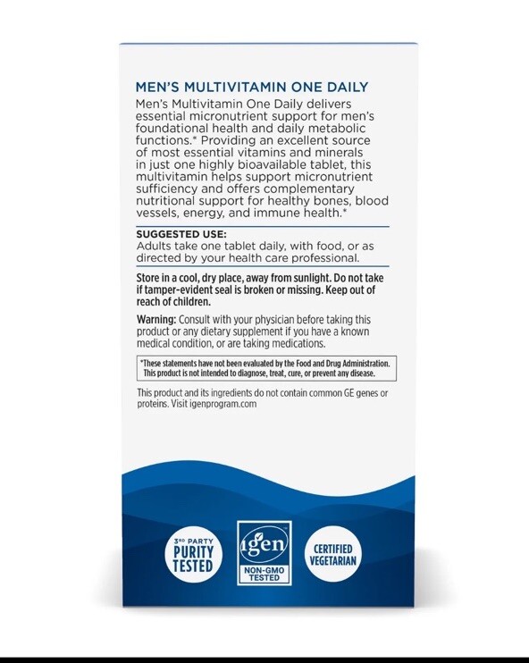 Nordic Naturals Men’s Multivitamin One Daily, Unflavored 30 Tablets Exp 4/2025