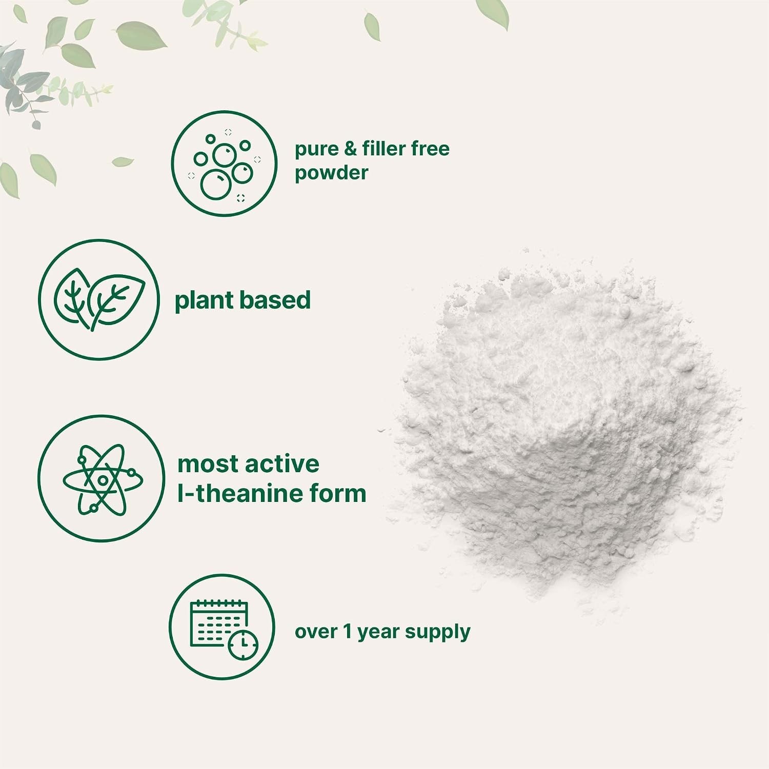 Pure L-Theanine Powder, 100 Grams 1 Supply, Filler Free, No GMOs and Friendly