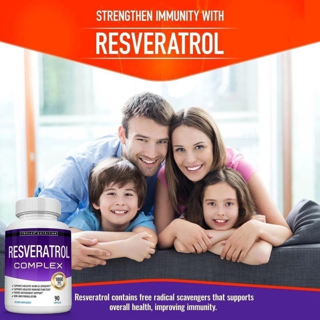 1800mg Resveratrol Antioxidant Complex Natural Supplement 60 Capsules New