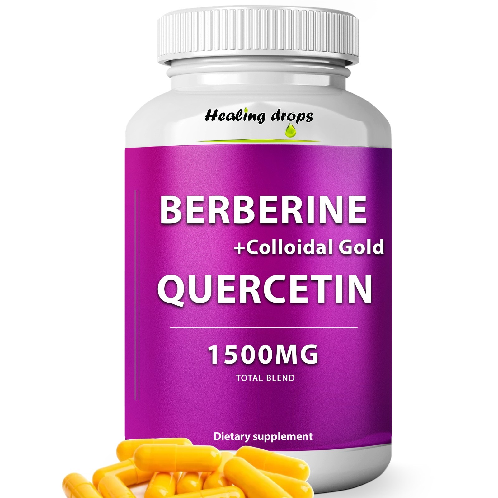 2 Pack- Berberine 925MG Quercetin 510mg Colloidal Gold 15mg Citrus Bergamot 50mg
