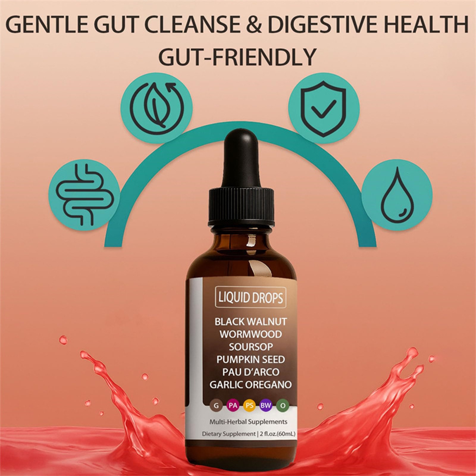 Improved Nutralis Black Walnut Wormwood Gut Cleans Digestive Health Supplement D