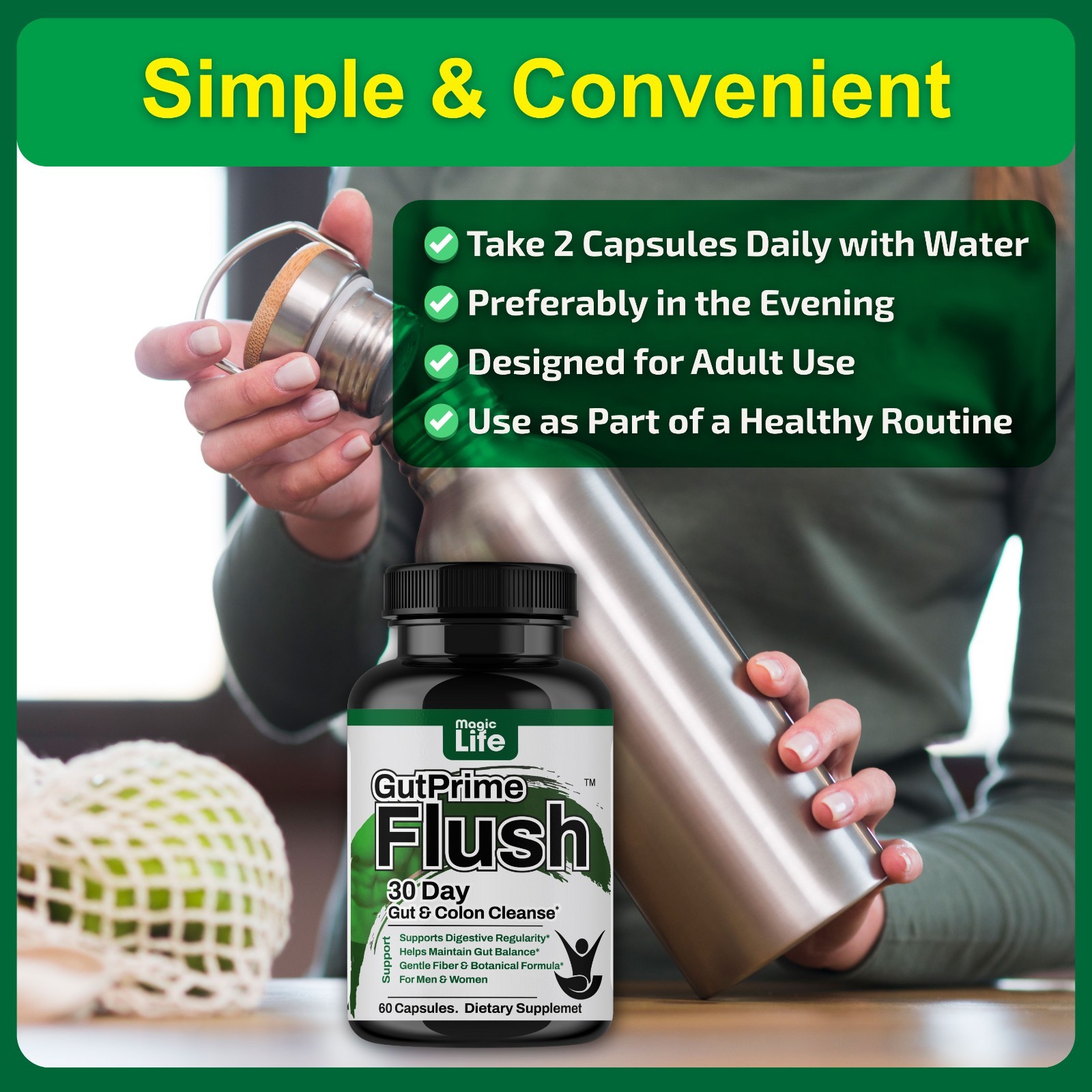 Super Colon Cleanse 30 Day Supply of Gentle Gut Cleanse Detox with Probiotics