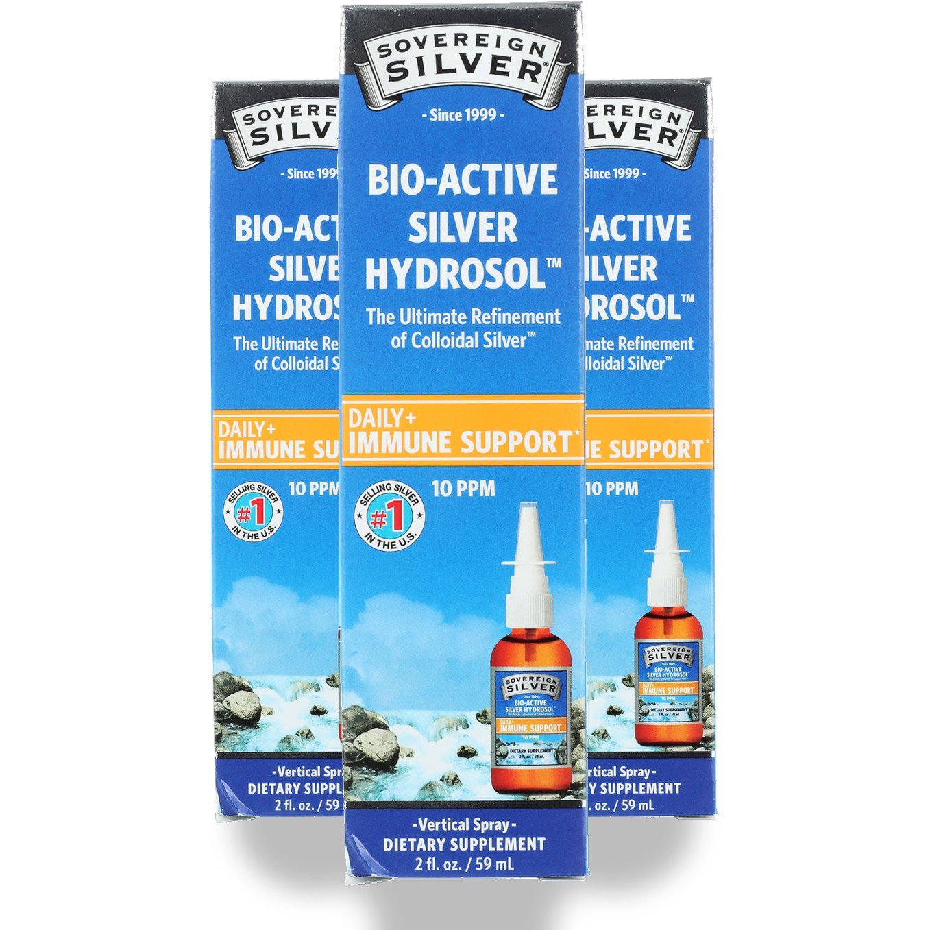 Sovereign Silver Bio-Active Hydrosol Vertical Spray 2 Fl Oz Fl. 3 Pack