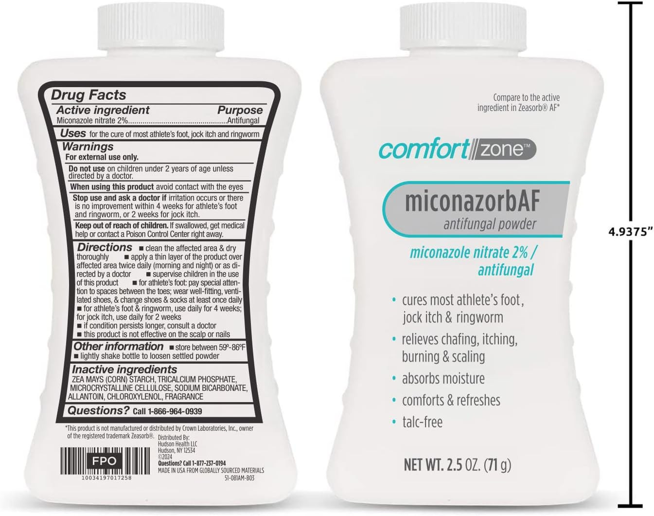 Miconazorb Antifungal Powder, Miconazole 2%, 2.5 oz, 3-Pack | Talc-free antifung