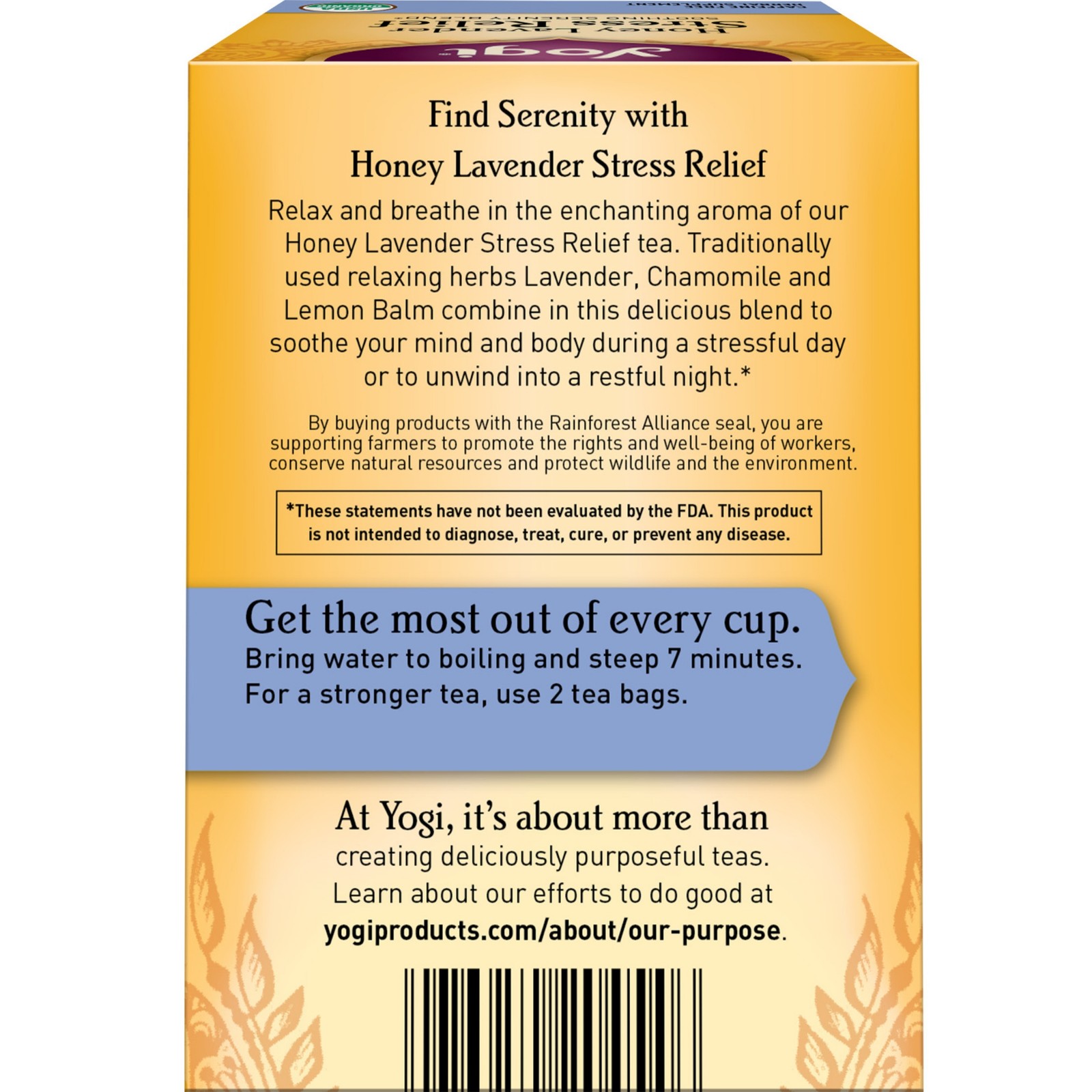 Yogi Tea – Honey Lavender Stress Relief – 6 Pack, 96 Tea Bags