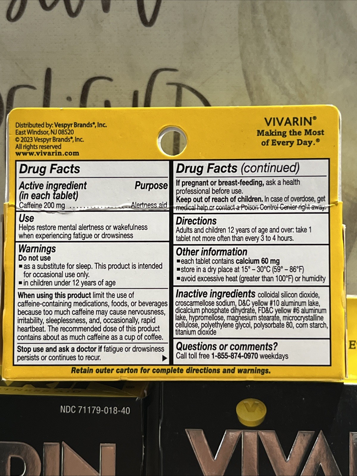 Vivarin Caffeine Alertness Aid Tablets Ct 40 Tabs (3 Pack) Exp 07/26