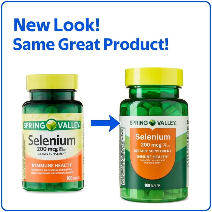 Spring Valley Selenium Tablets 200 mcg Immune Health 100 Count