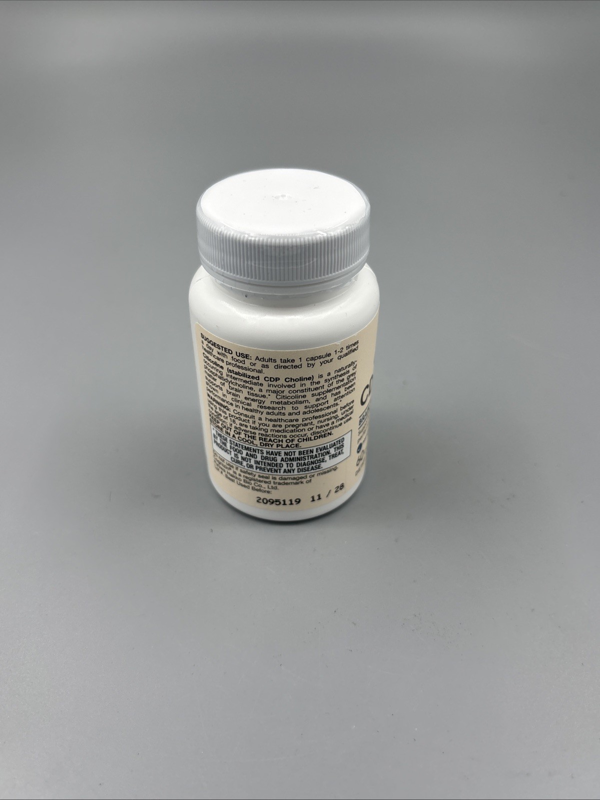 Jarrow Formulas – Citicoline (CDP-Choline) – 250 mg – 60 Capsules – Exp 11/2026
