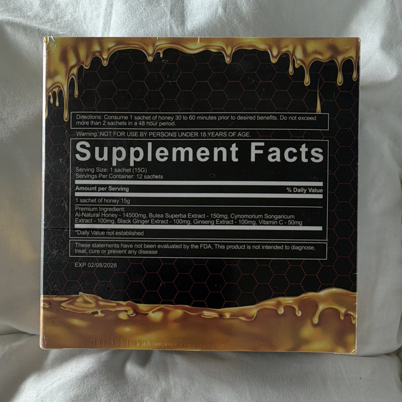 Golden Drip Honey Vitamin Supplement Sachets 12 Pack 15g w/ Ginseng Before Meal