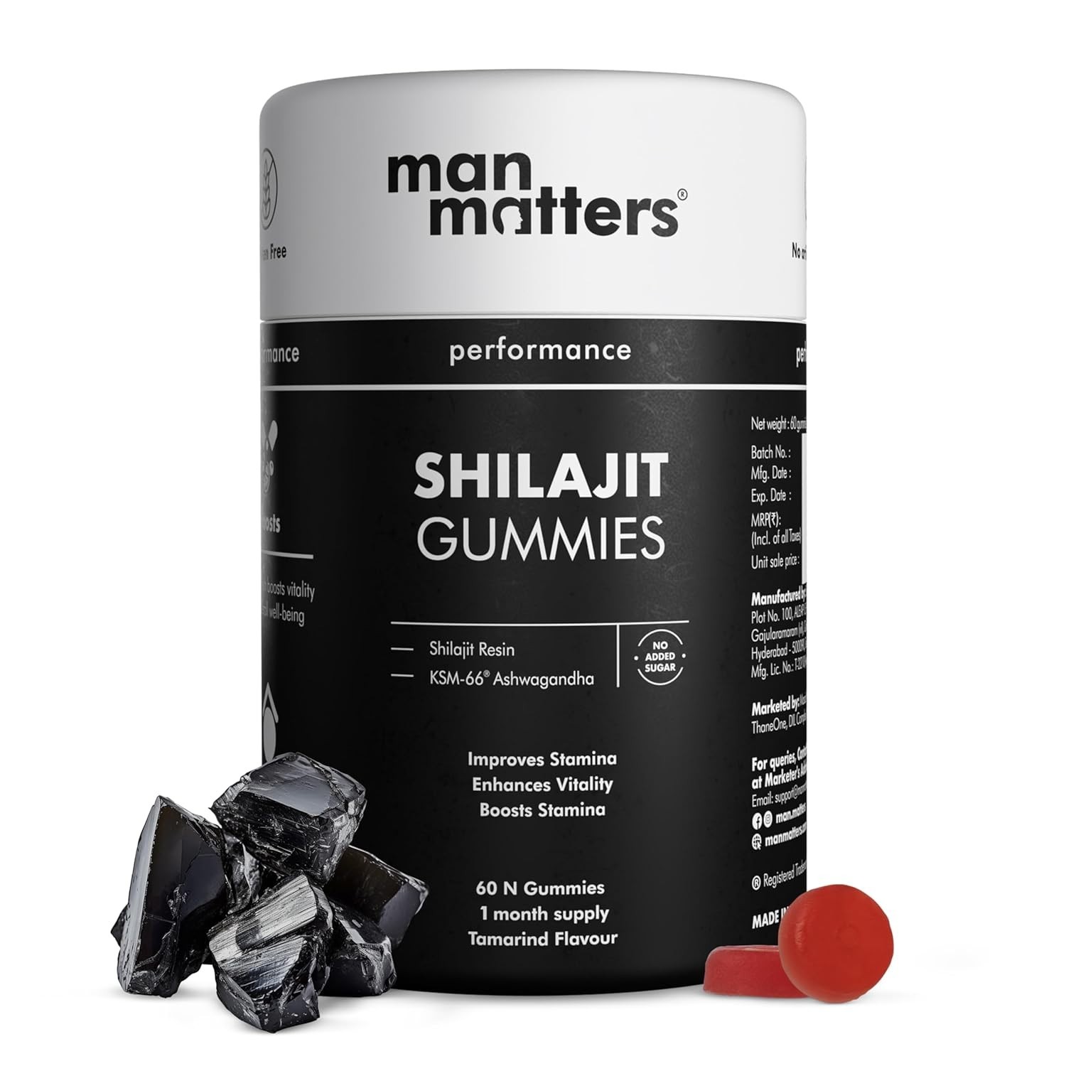 Man Matters Pure Himalayan Shilajit/Shilajeet Gummies with 75% Fulvic Acid & KSM