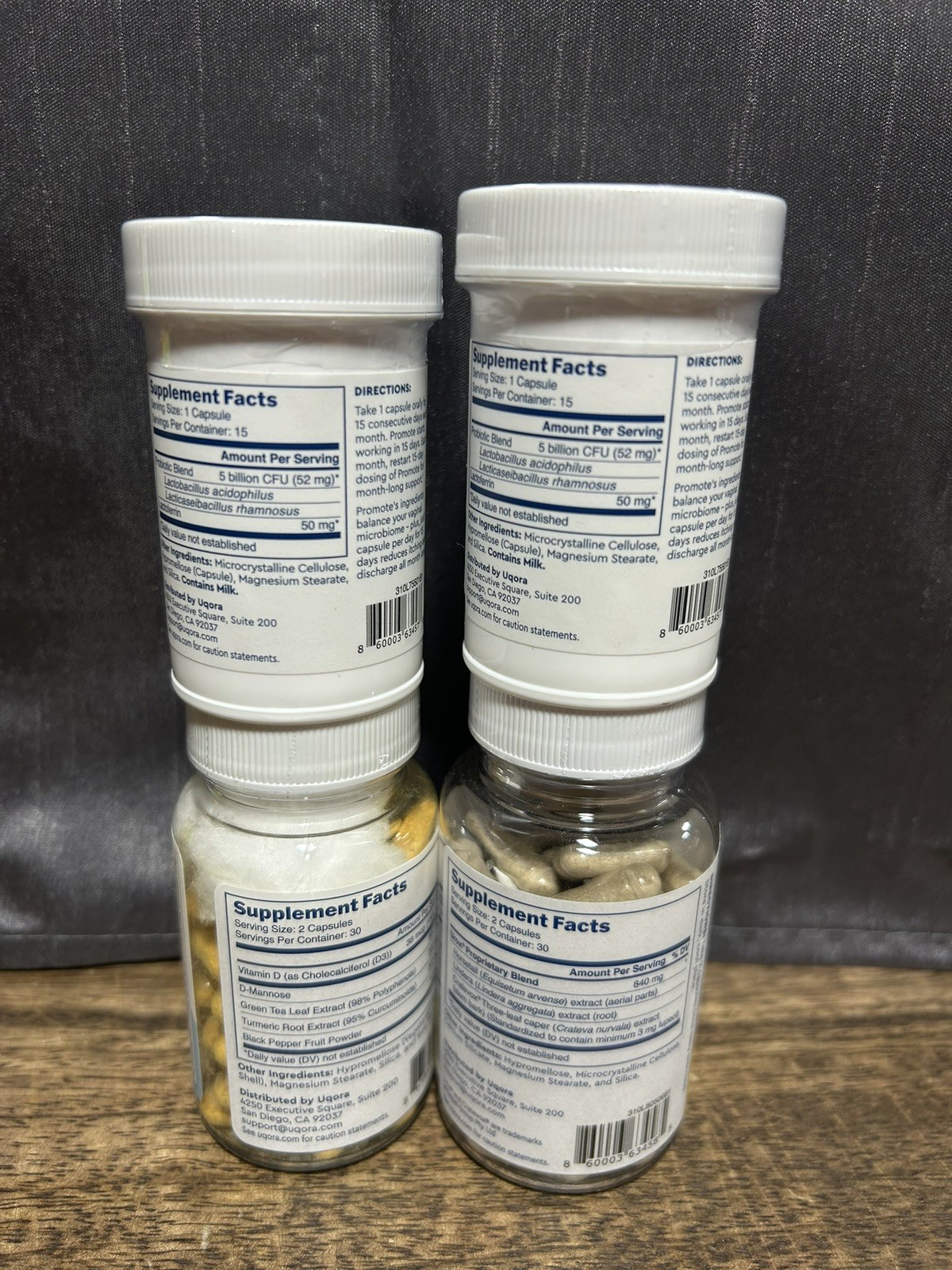 Uqora PROMOTE 15 caps and IN CONTROL BLADDER and SUPPORT DEFEND PART 2 60 caps