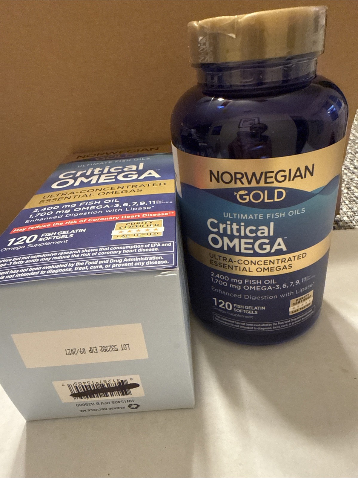 NORWEGIAN GOLD FISH OIL. CRITICAL OMEGA. 120 Soft Gels. Exp 9/2027