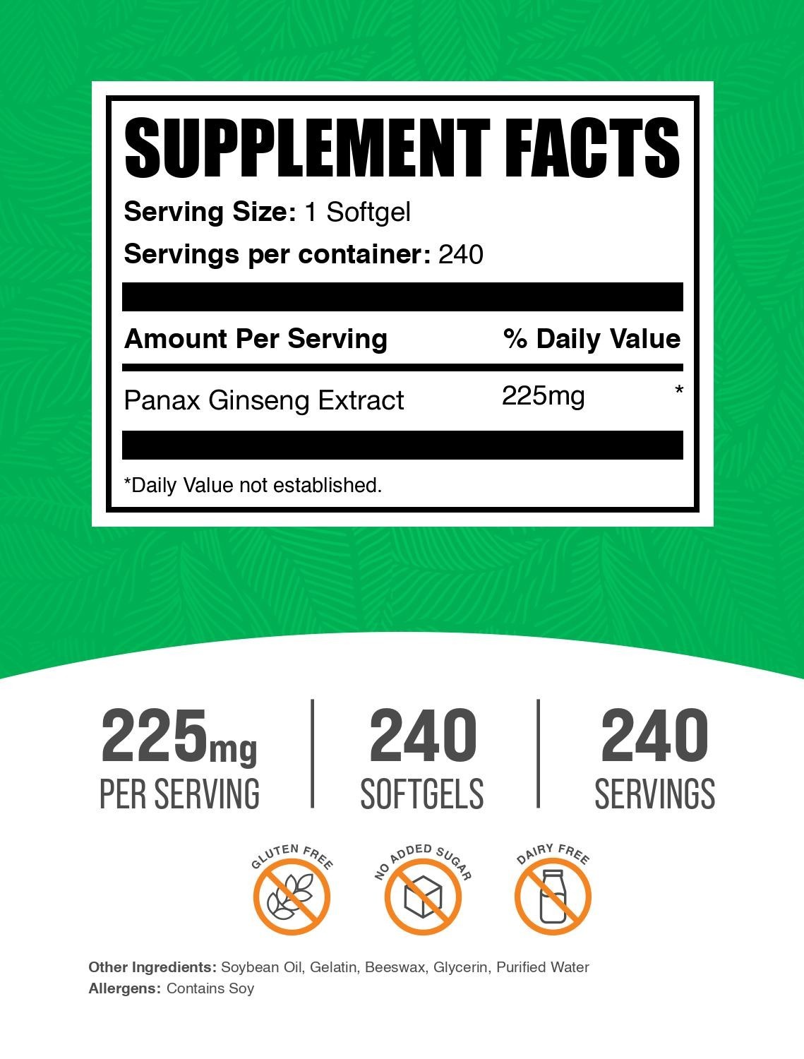 BulkSupplements Panax Ginseng Softgels – 225mg Per Serving