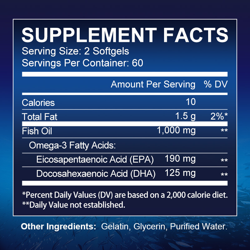 Omega 3 Fish Oil Capsules 3x Strength 1200mg EPA & DHA, Highest Potency 120 Caps