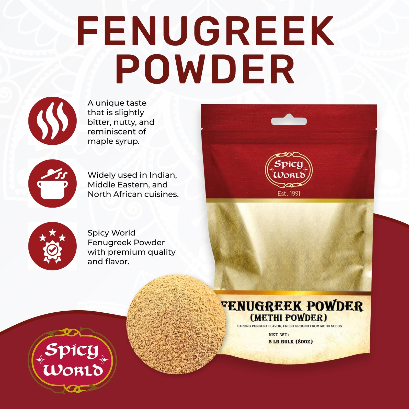Fenugreek Seed Powder 5 Pound Bulk Bag – 5 (Pack of 1)