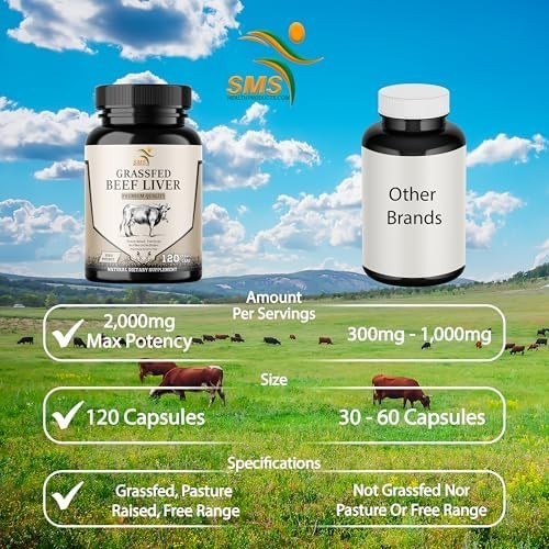 Desiccated Thyroid Supplement W/ Beef Liver Thyroid Glandular Grass Fed, 120 PCS