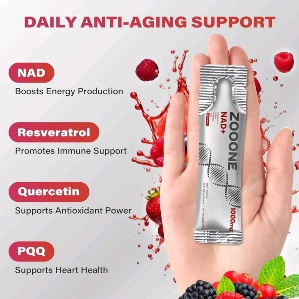 Zooone NAD+ 1000mg 2-Pack – NR, PQQ & Resveratrol – 60 Packets