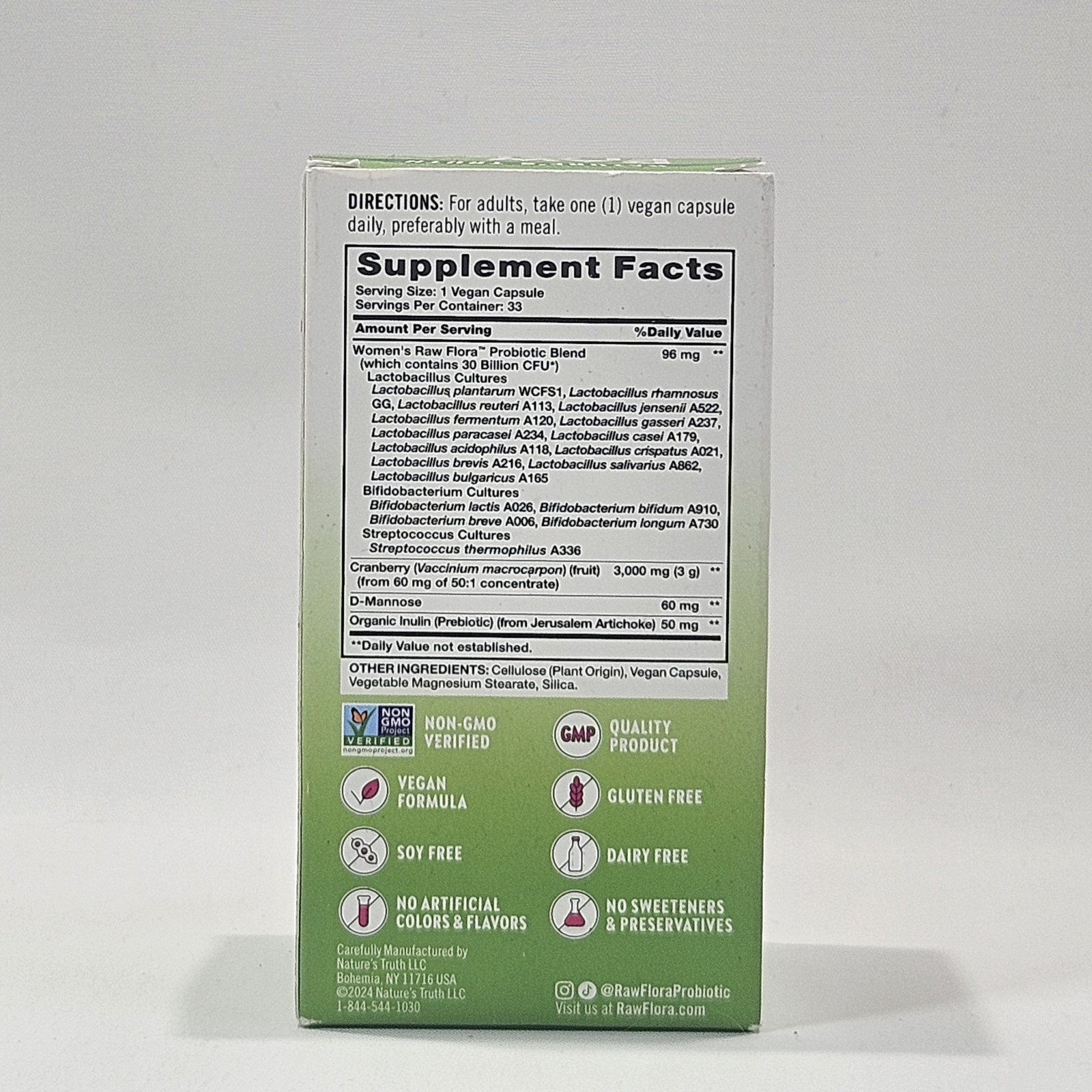 Nature’s Truth Women’s Care Raw Flora Probiotic -18 33 Capsules