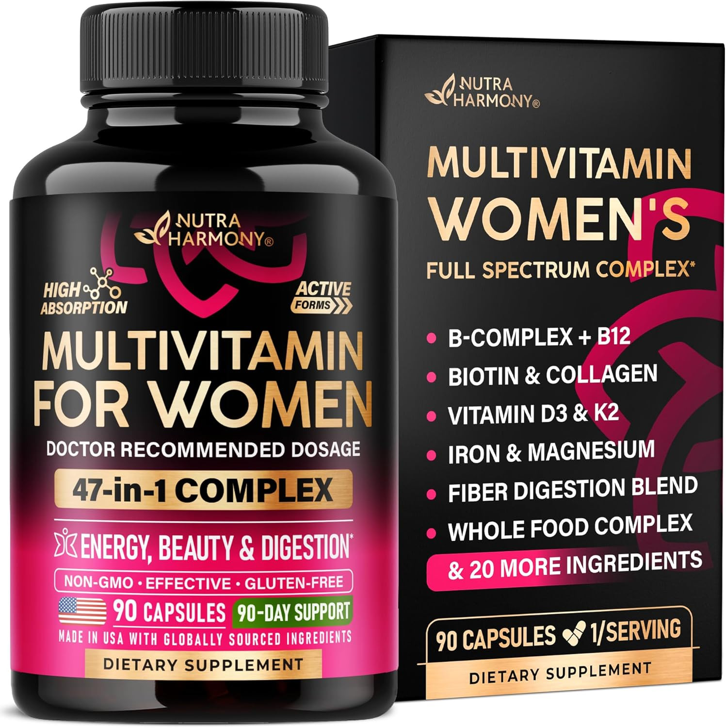 Multivitamin for Women B-Complex 47In1 Womens Multivitamin 90 Capsules EXP:01/28
