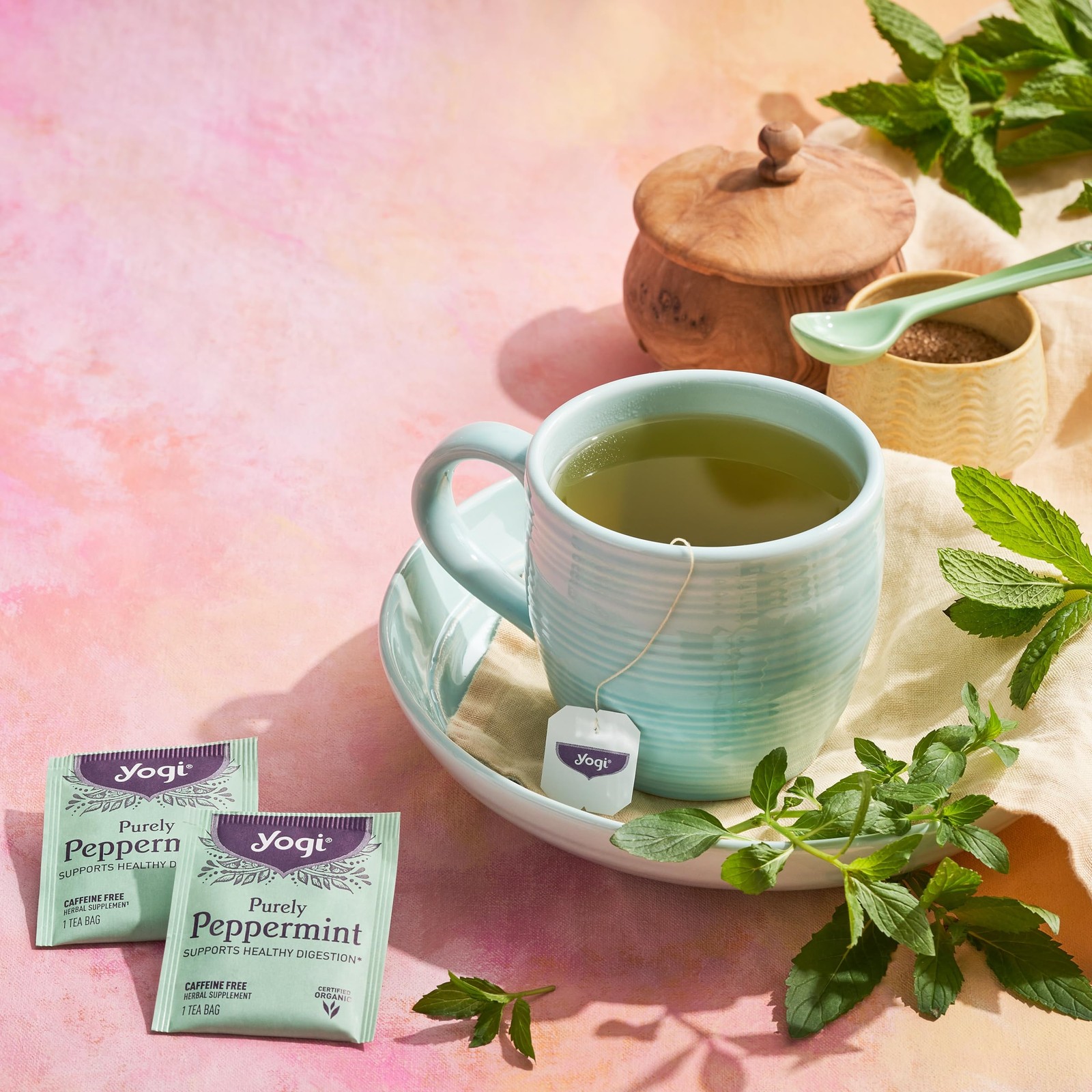 Yogi Purely Peppermint Tea Organic Herbal Caffeine Free 16 Count Pack