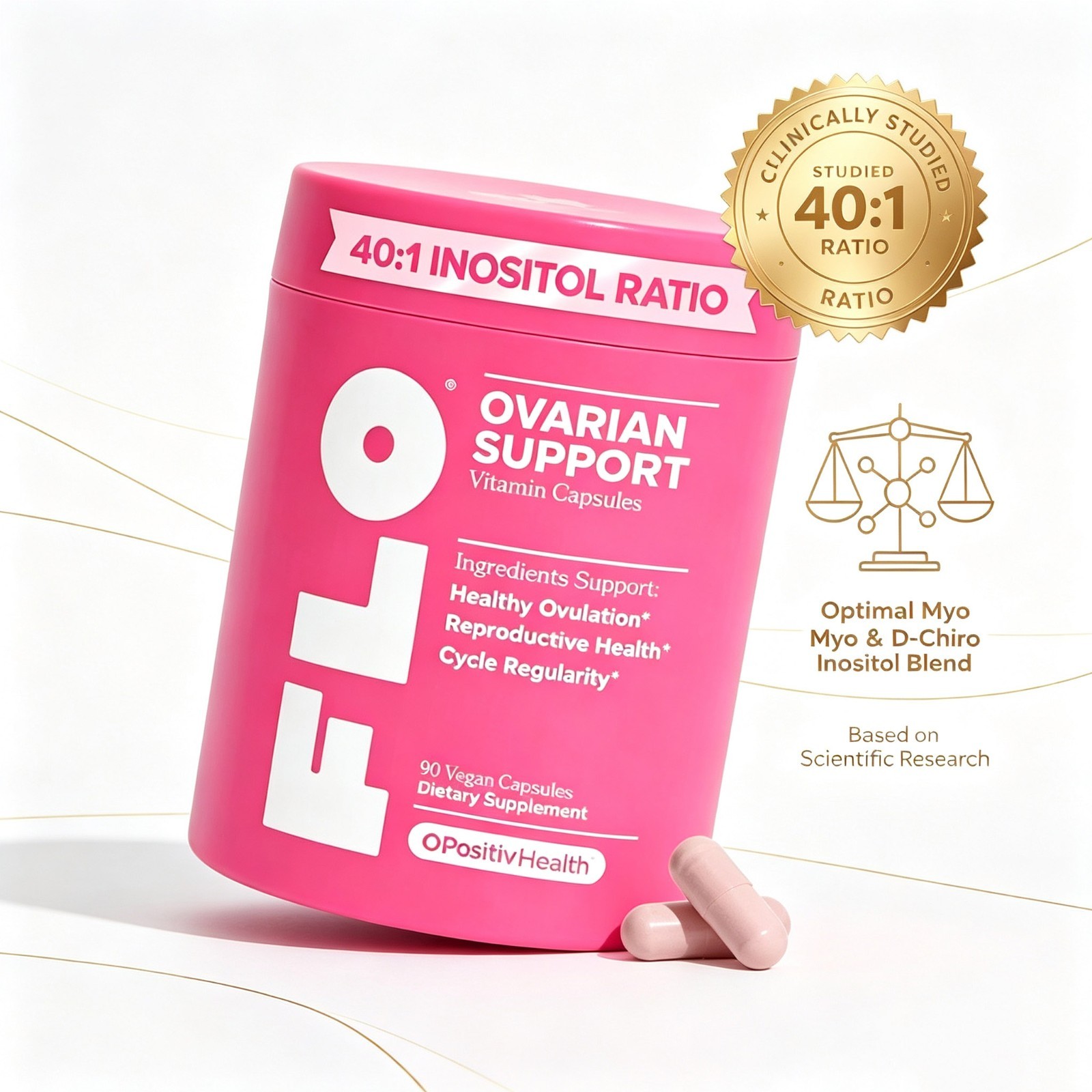 40:1 Inositol Ratio Capsules DIM Folic Acid Vegan Women’s Wellness 90ct