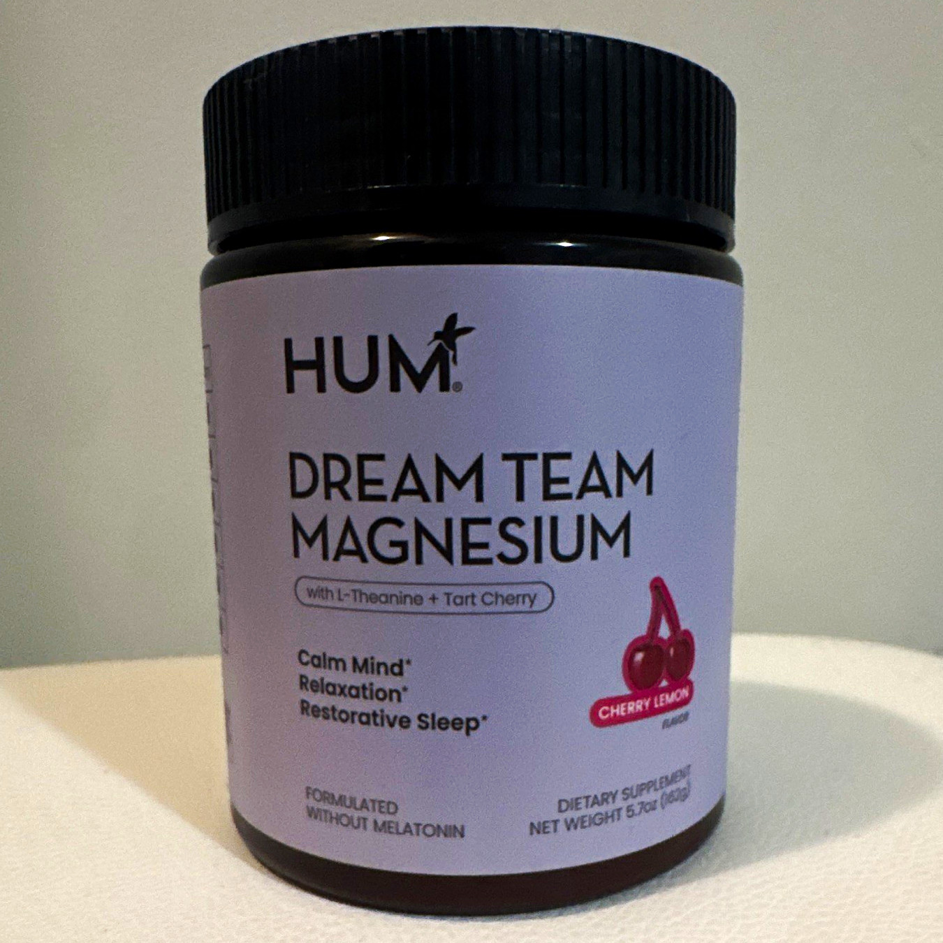 HUM Dream Team Magnesium Powder Tart Cherry + L-Theanine Cherry Lemon 5.7 oz