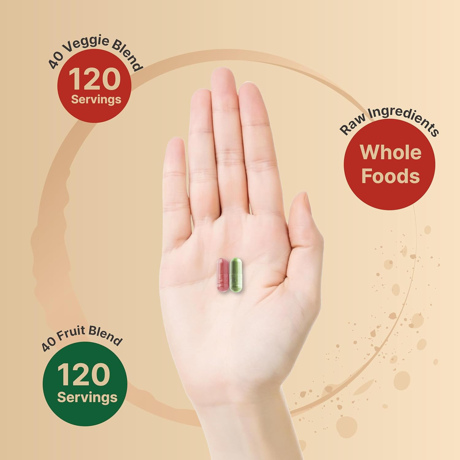 NatureBell Everyday Fruits and Vegetables Supplements Set, 480 Total Capsules