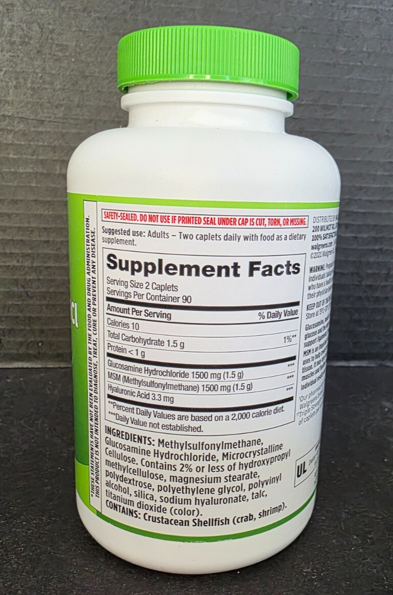 6x Walgreens Triple Strength Glucosamine HCI+MSM 180 Joint Health Caplets *8/25*