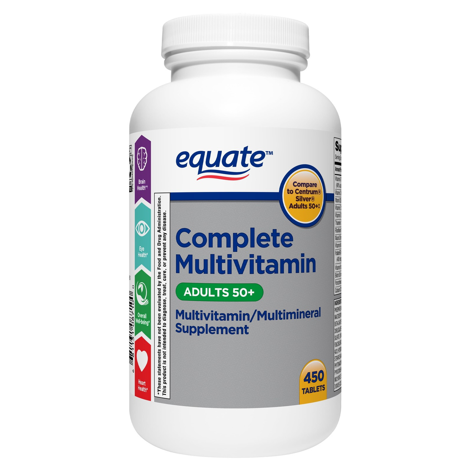 Equate Complete Multivitamin Multimineral Tablets for Adults 50+ – 450 Count