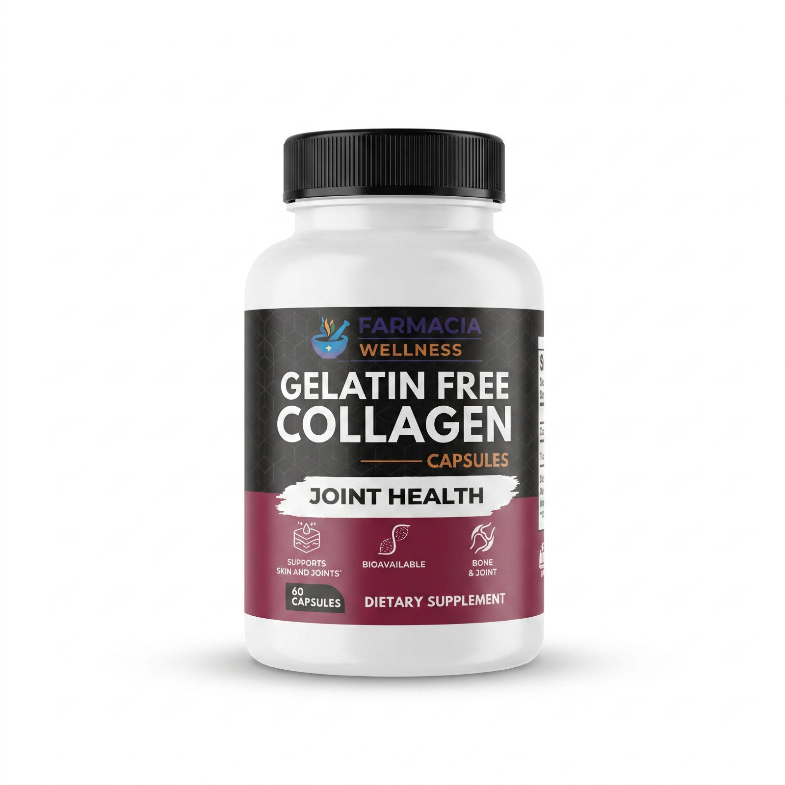 Farmacia Wellness Gelatin-Free Collagen 60 Capsules Joint Skin Bone Support