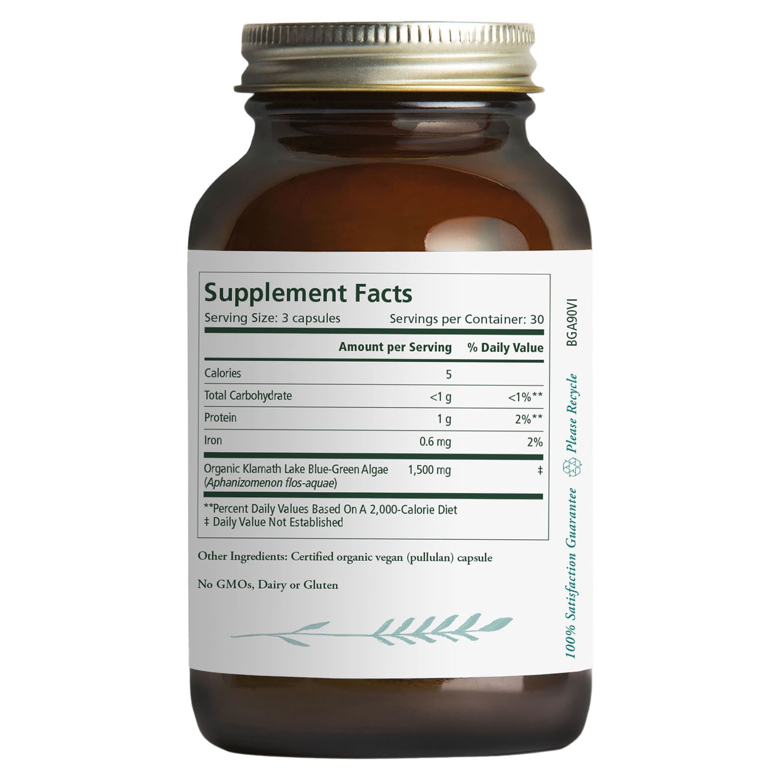 The Synergy Company Organic Blue-Green Algae 90 Veggie Caps Dairy-Free,
