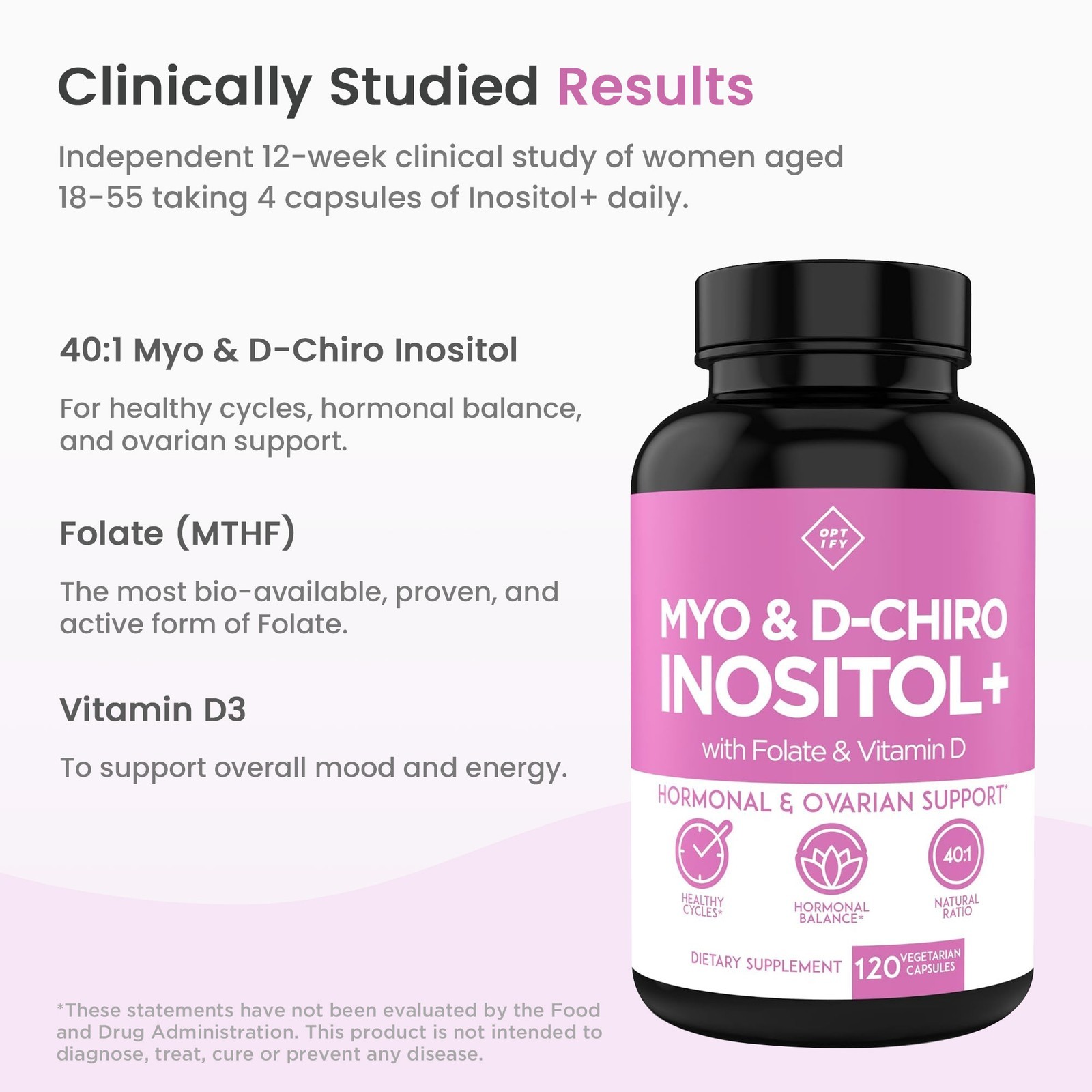 Optify Myo & D-Chiro Inositol – Vitamin D3, Folate – Hormone & Ovarian Support