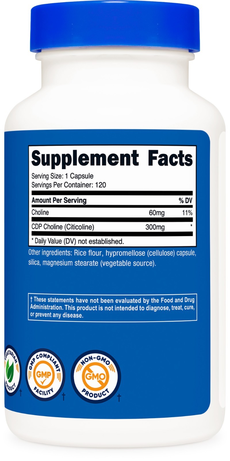 Nutricost CDP Choline (Citicoline) 120 Capsules – 300mg