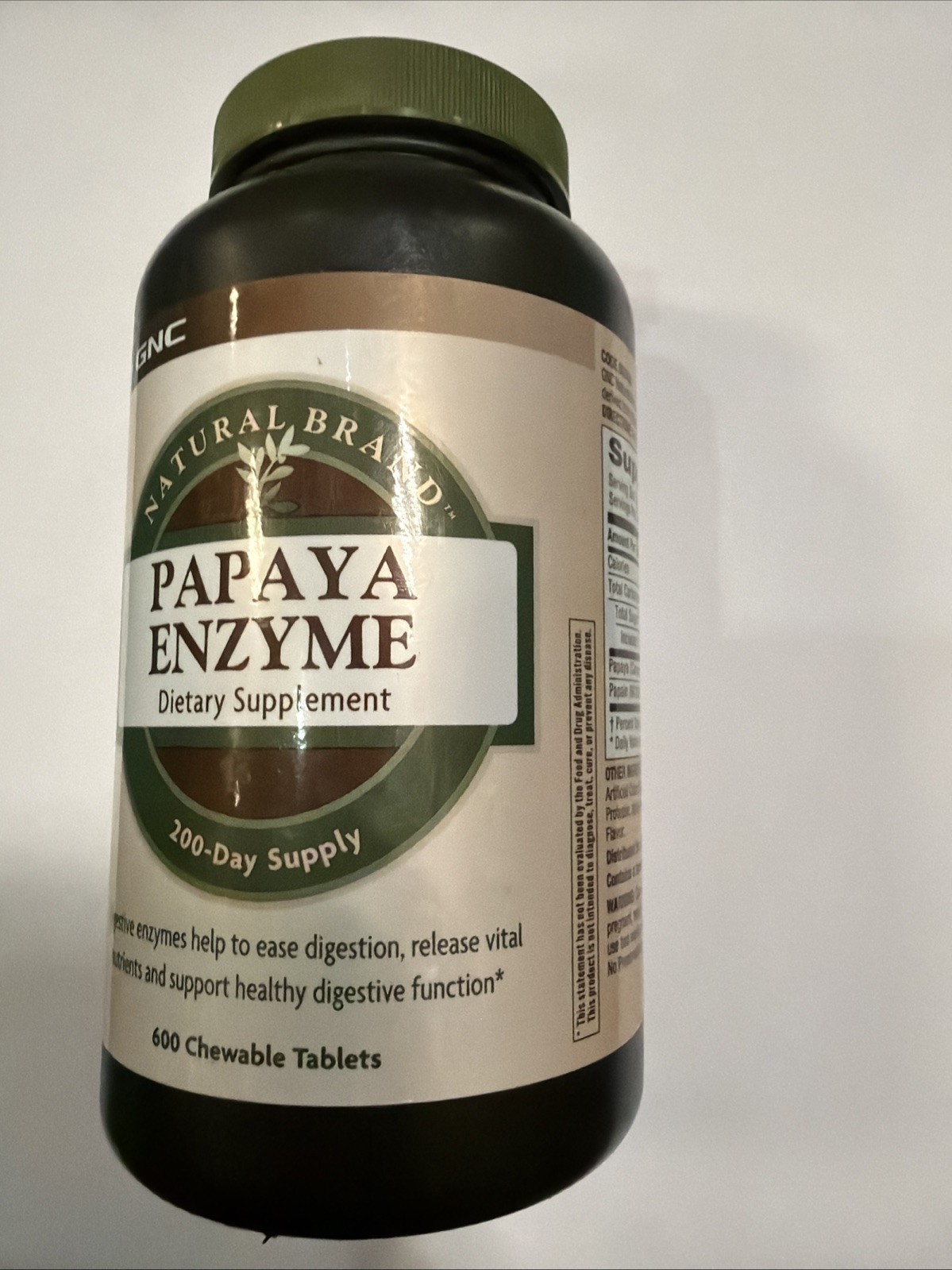 GNC Natural Brand Papaya Enzyme 600 Chewable Tablets(EXP:09/2026)