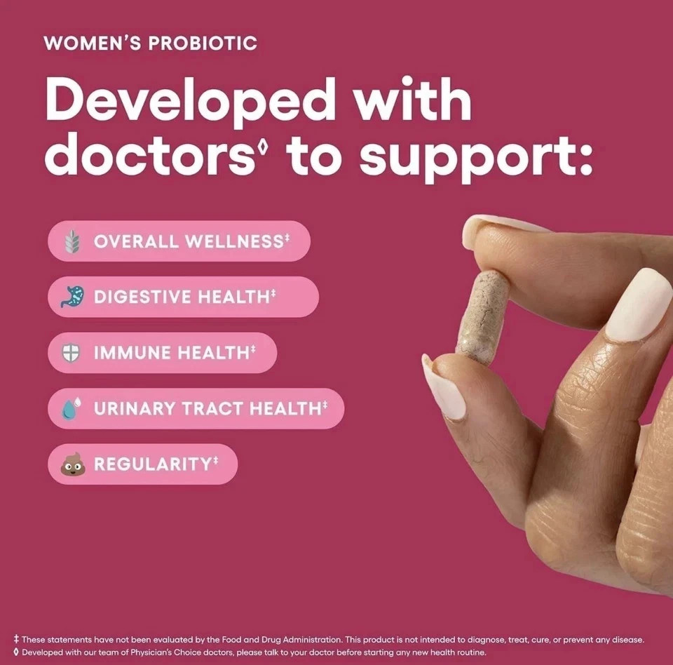 Physician’s Choice Women’s Probiotic 50 Billion CFU, Prebiotics, 60 Capsules