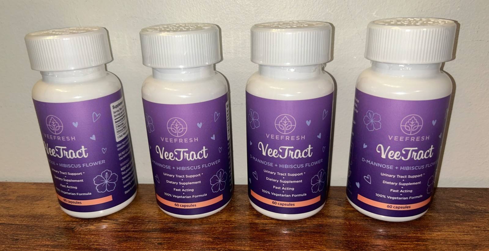 4x VeeFresh VeeTract Urinary Tract Support – D-Mannose & Hibiscus – 60 Capsules