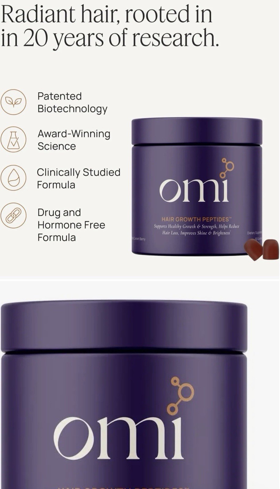 OMI Hair Growth Gummies for Women, Wild Berry, Follicle Fortifying