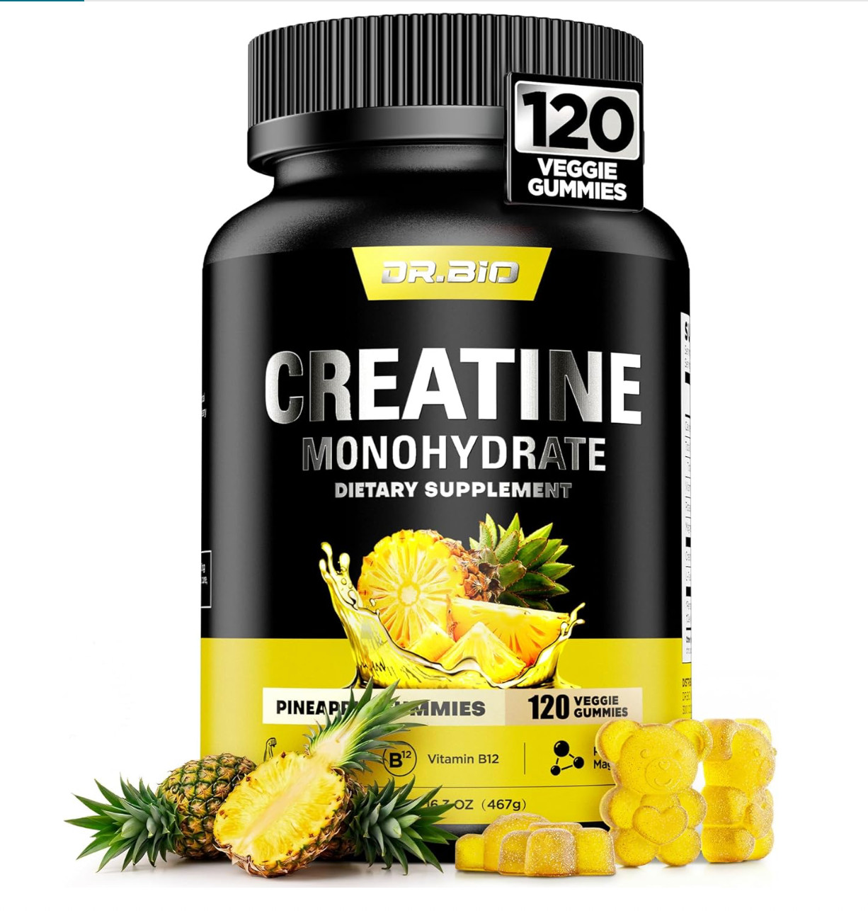 Instant Boost Creatine Monohydrate Gummies, Complex Formula with Real 5000mg