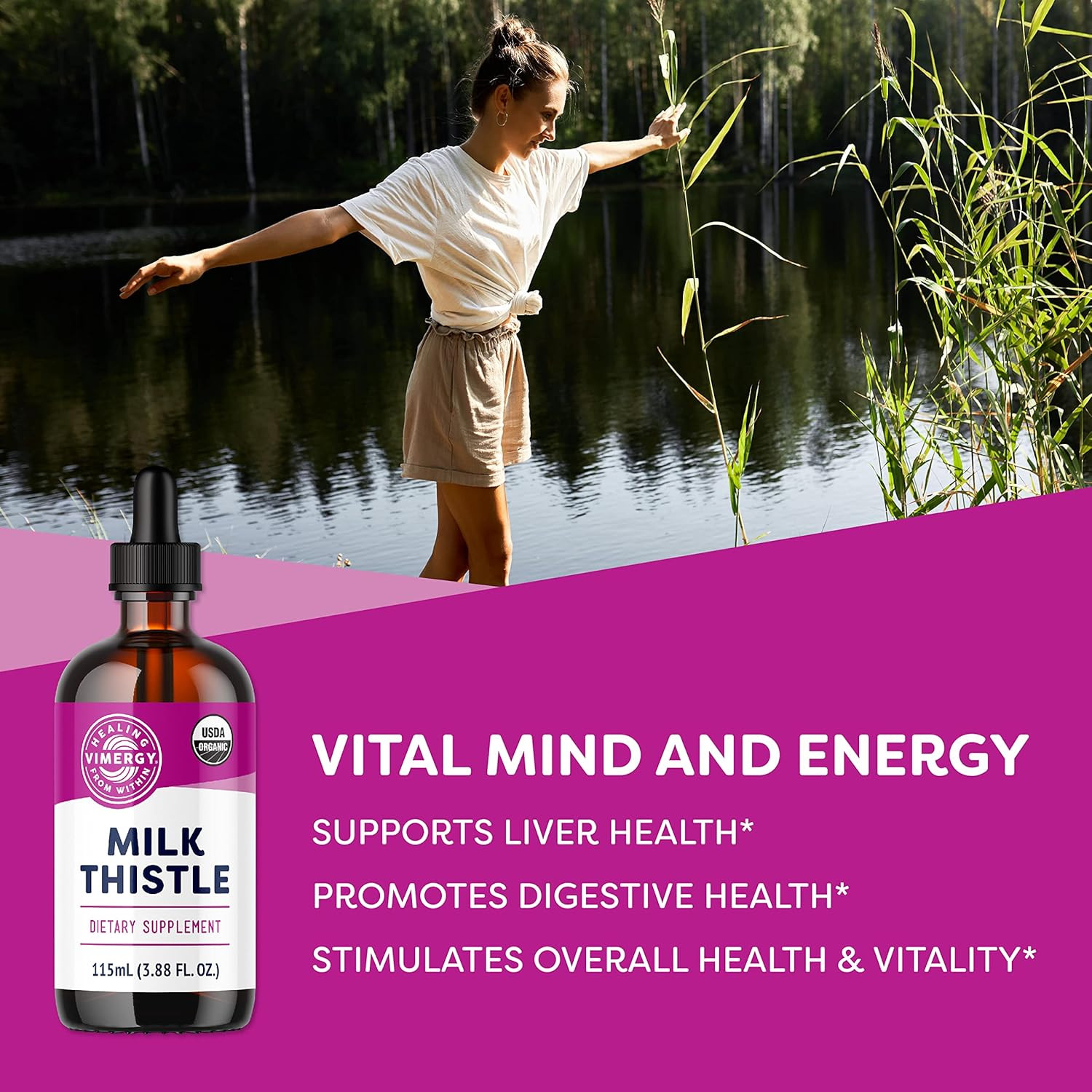 Vimergy Organic Milk Thistle Liquid Liver Support, 115 ml 57 Servings