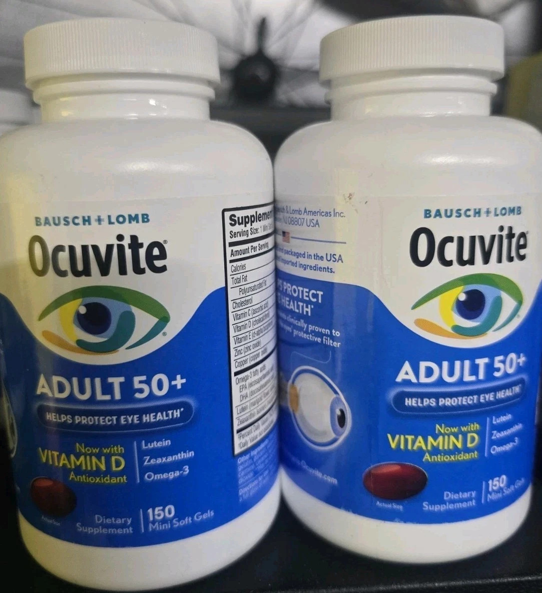 Pack of 2 Bausch + Lomb Ocuvite Adult 50+ 150 Soft Gels Eye Health 06/28