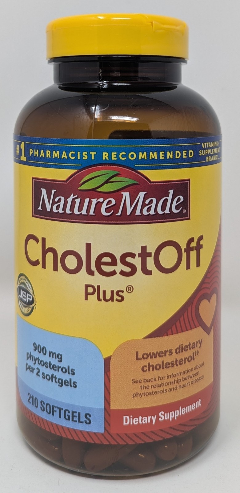 New Sealed Nature Made CholestOff Plus 900 mg 210 Softgels Lower Cholesterol