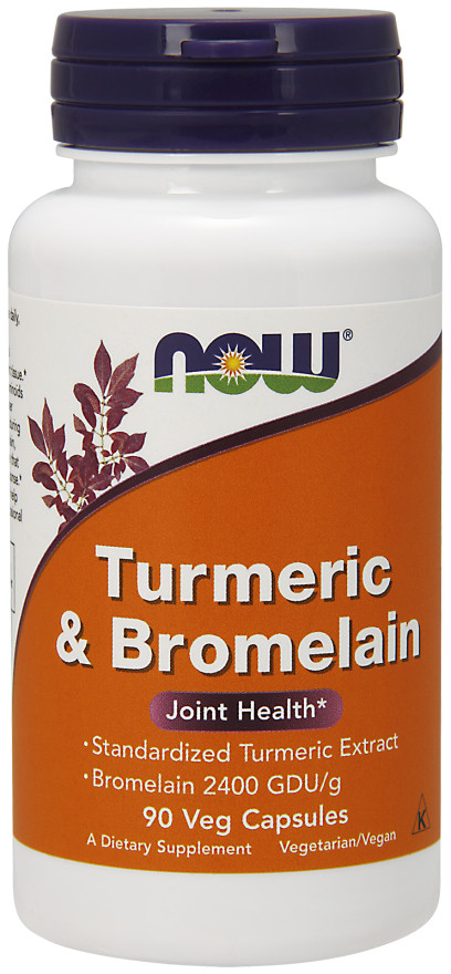NOW Foods TURMERIC & BROMELAIN 90 Veg Caps 12/26EXP Sealed Joint Health Vegan