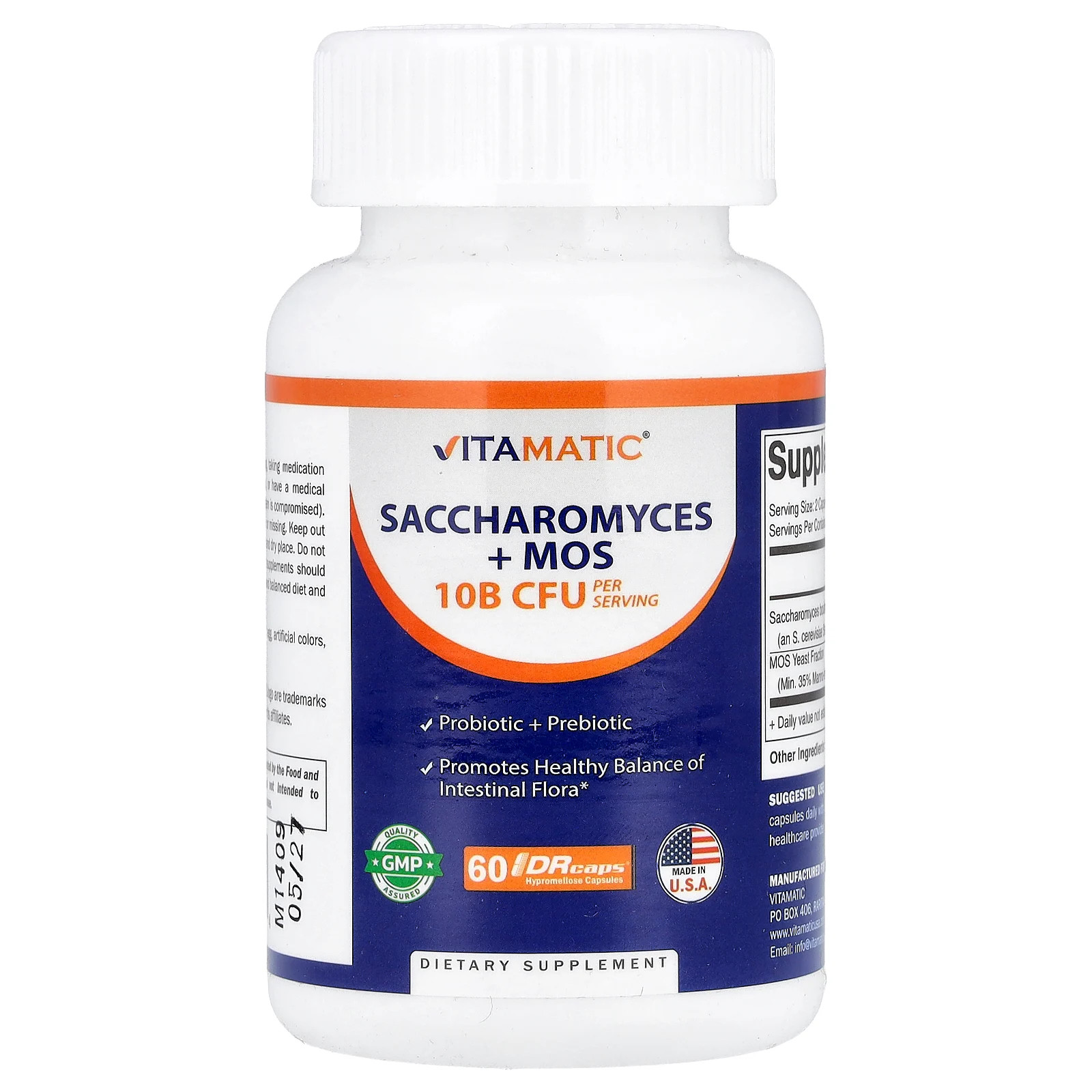 Saccharomyces + MOS, 60 DRcaps® Hypromellose Capsules